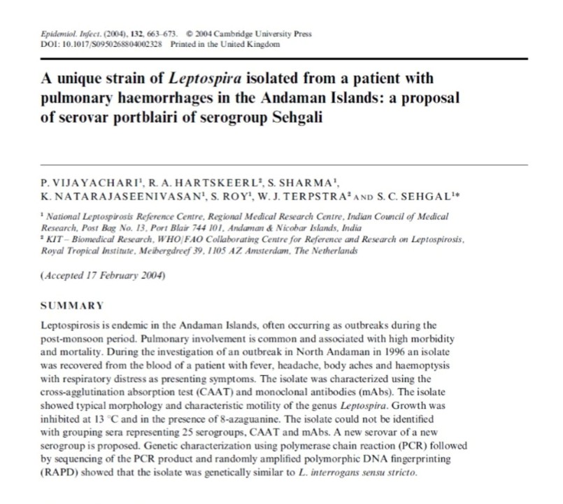 Research Paper on Serogroup Sehgali